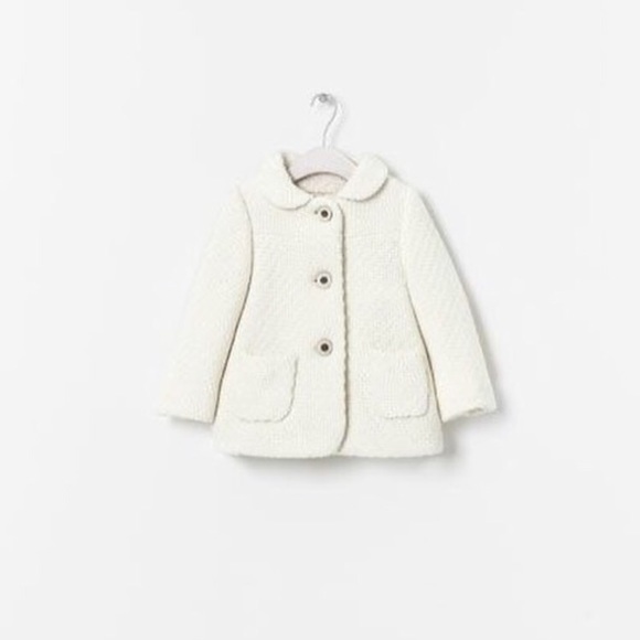 Zara Girls White Peacoat - Picture 2 of 2